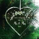 Wedding Gifts for Couple Christmas Ornaments Tree Hanging Decoration Newlywed Married Christmas 2023 Our First Christmas as Mr. and Mrs. Ornament (Glass Green Leaves)