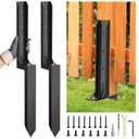 2 Pcs Fence Post Repair Kit, Heavy Duty Fence Post Anchor Ground Stakes for Repair Tilted, Broken Wood Support
