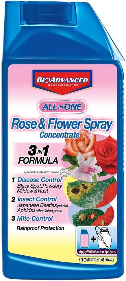 BioAdvanced All-in-One Rose and Flower Spray, Rose Fungicide, Concentrate, 32 Oz