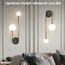 Modern Wall Sconce Set of 2 Mid Century Black Gold Wall Lamp with 2 Milk Glass Shade U-Shape Linear Wall Light for Bedside Dining Room Bathroom,Hard-Wired Install, U-shape-2pcs