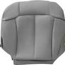 GXARTS Driver Side Bottom Replacement Leather Seat Cover Fit for Chevy Silverado Suburban Tahoe GMC Sierra Yukon 1999 2000 2001 2002 Pewter Gray # 922 92i 122
