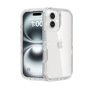 for iPhone 16 Case, Heavy Duty Shockproof Protection Phone Cases, Anti-Drop, Dual Layer Transparent Protective Cover Compatible with iPhone 16, 6.1 inch,Crystal Clear