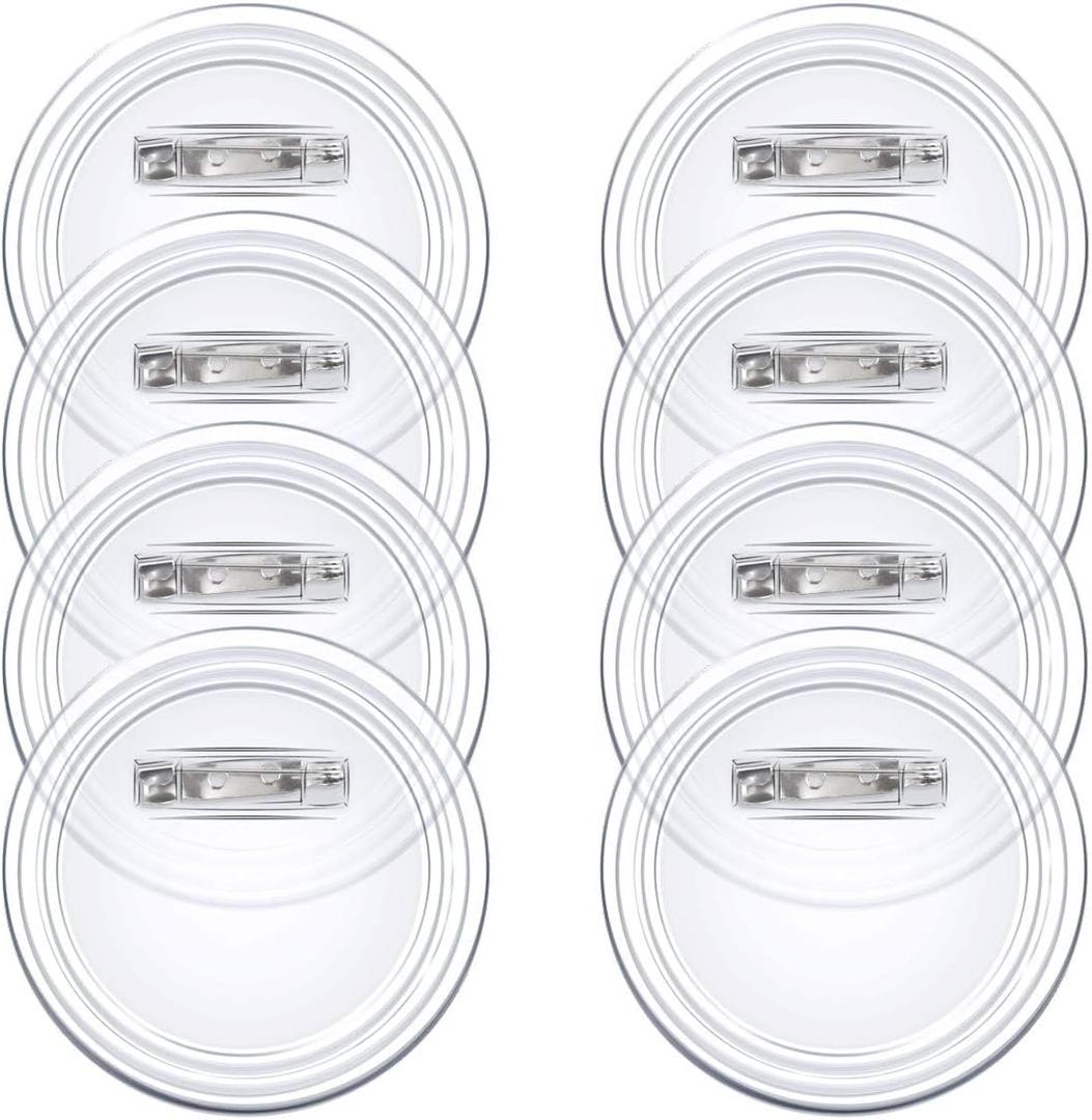 Bignc 20 Set Clear Pins for Crafts, Plastic Button Making Kit, Blank Pins Bulk, Make Your Own Buttons Badge Maker DIY Crafts, Photo Buttons (2.36 Inch)