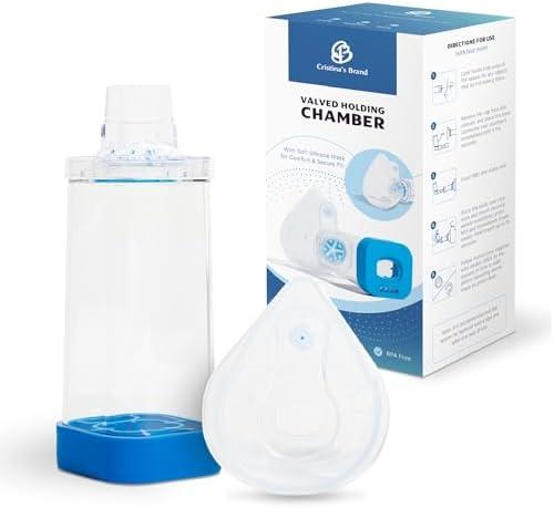 Inhaler Spacer for Adults, Aerochamber Spacer with Comfortable Adult Face Mask, Spacer for Inhaler & MDI, Improves Pump & Aeroflow Chamber Delivery for Asthma, Blue