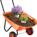 VEVOR Wheelbarrow Cart, 5 Cu. Ft. Load & 397 lbs Capacity, 2 Wheels Garden Dump Cart, Garden Wagon with Handle & 10" Wide Track Wheels, Easy Loading Utility Yard Cart & Wagons for Outdoor Lawn Yard