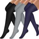 Bluemaple Thigh High Compression Socks for Women and Men Circulation(3 Pairs) Over the Knee-Best Support for Running,Travel, Size: Large-X-Large