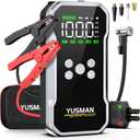 Jump Starter with Air Compressor, 8000A 160PSI Battery Booster Pack | For 12V vehicles, 10.0L gas and 7.0L diesel, with display, smart clamps, tire inflator, 2 USB-A ports, and 2 LED lights