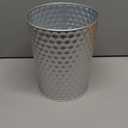 Small Metal Trash Can Wastebasket, Decorative Honeycomb Garbage Can Waste Basket, Modern Farmhouse Round Trash Bin for Bathroom, Bedroom, Kitchen and Office (Silver)