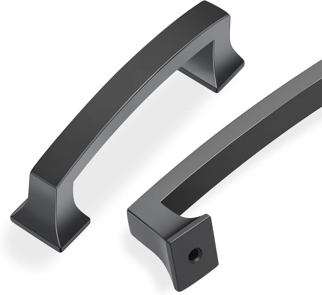 Lardmon 10 Pack 3 Inch(76mm) Hole Center Matte Dark Gunmetal Gray Modern Cabinet Pulls Solid Arch Drawer Pulls Kitchen Cabinet Handles Kitchen Cabinet Hardware Bathroom Vanity Pulls, Gray(3x10)