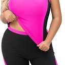 Daci Women's Plus Size Tankini Swimsuit - Two Piece Rash Guard with Capris Shorts and Athletic Racerback Bathing Suit, Size: 16W