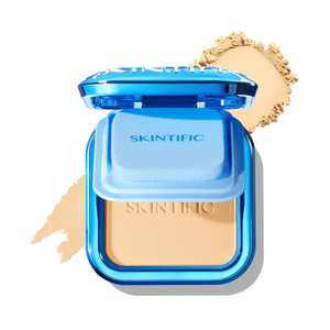 SKINTIFIC Ultra Cover Powder Foundation, Full Coverage Matte Finish, One-Swipe Flawless Pressed Powder with Oil Control, Lightweight & Long-Lasting, Pore-Blurring for Oily Skin (02 Ivory)