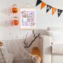 FDHSPAAM Coquette Bow Halloween Ghost Wall Art Decor, Preppy Halloween Decor, Spooky Season Cute Ghost Bats Spider Web Wall Art Posters for Girls Room Bedroom Dorm Apartment, 12x16 Inch (Ghost and Letters)