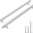 Probrico 5 Pack 12-3/5 Inch320mm Hole Centers Cabinet Pulls Satin Nickel Euro T Bar Kitchen Handles Stainless Steel Kitchen Cabinet Hardware Dresser Drawer Handles
