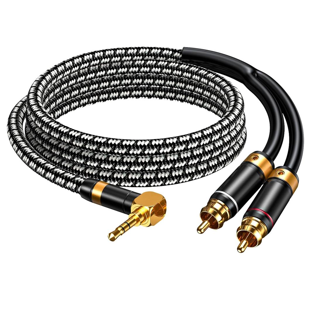 Audiophile RCA Cable, [2M/6.5Feet, Silvered-Plated Copper core] 3.5mm Male to 2RCA Male Stereo Audio Adapter Cable with Outer diameters 6.5mm for Smartphones, Tablets, Speakers, HDTV