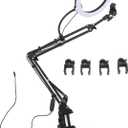 10.24in Ring Light with Overhead Phone Mount, 5cm Heavy Duty Clamp, Dimmable LED Desk Lamp for Makeup, TikTok Videos, YouTube, Live Streaming, Cooking, Online Teaching, Vlog