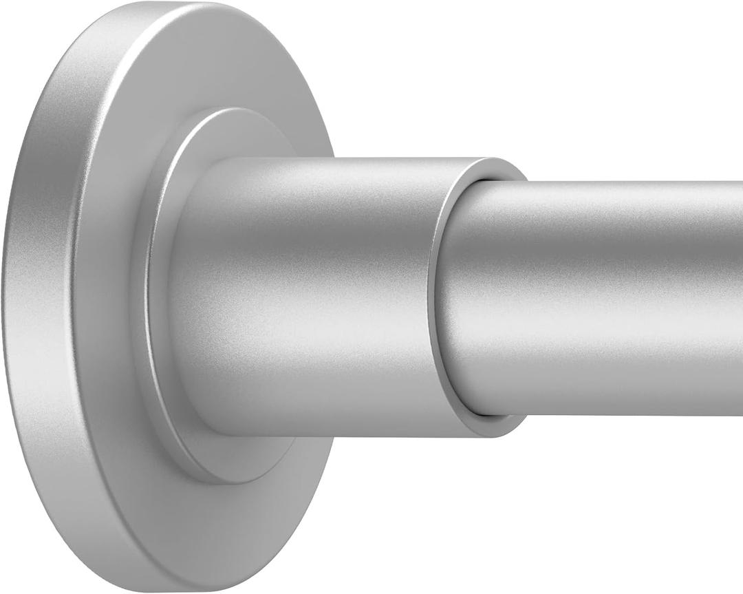 Silver Shower Curtain Rods - 32-90 Inch Spring Tension Shower Rods for Bathroom, Adjustable, No Drilling, No Rust, Stainless Steel
