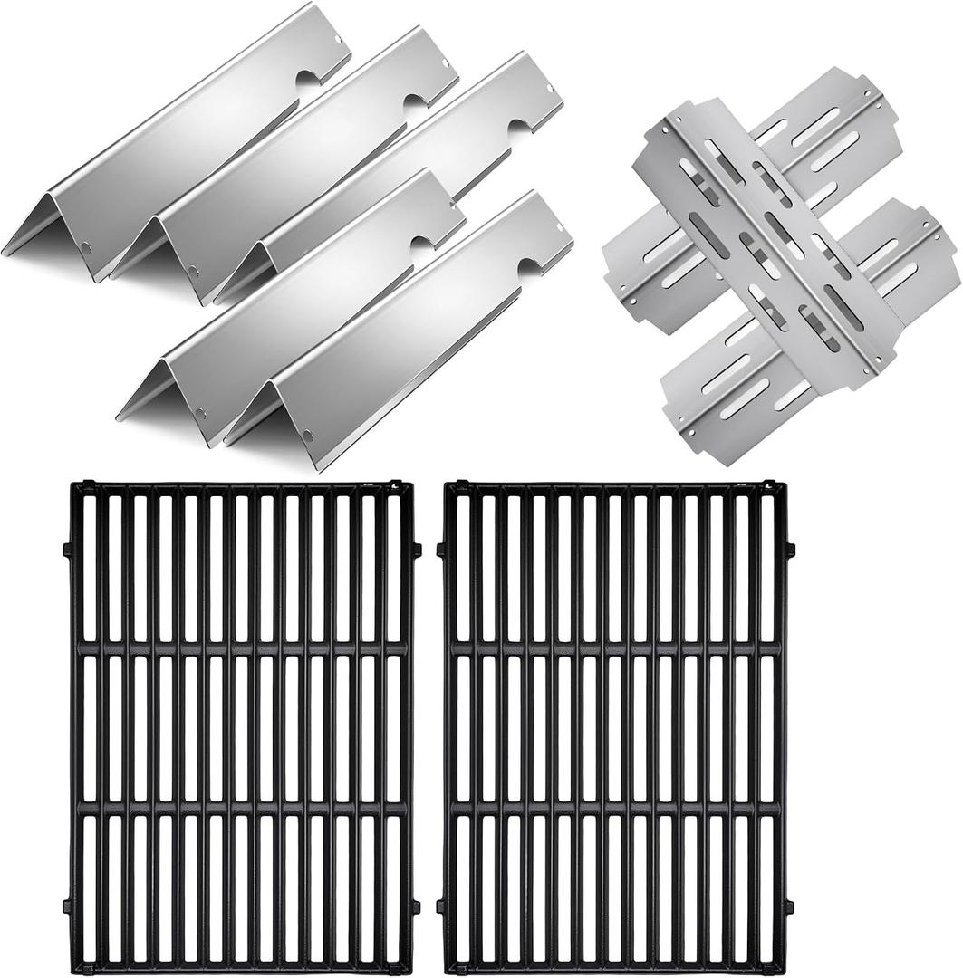 Genesis ii E-310 Cast Iron Grill Grates for Weber Genesis ii Grill Parts 66032 Stainless Steel Flavorizer Bars Heat Deflector for Weber Genesis ii E-315 E-335 S-335 300 Series GS4 Grill Parts