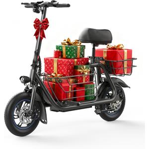 URBANMAX Electric Scooter with Seat, 300W Motor, 15.5MPH Top Speed, 20 Miles Range, Adults Electric Scooter with Large Storage Basket for Pets Dogs and ItemsC1S-V1