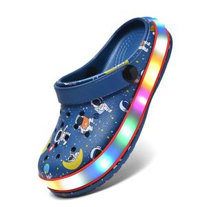 XPKWS Toddler Kids Clogs Boys Girls LED Garden Shoes Light up Sandals Slip on Quick Dry Beach Slippers 28