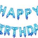 5 x 1 Set Snowflake Happy Birthday Balloon Banner for Frozen Party Decorations Blue Bday Banner for Kids Birthday Winter Wonderland Party Decor