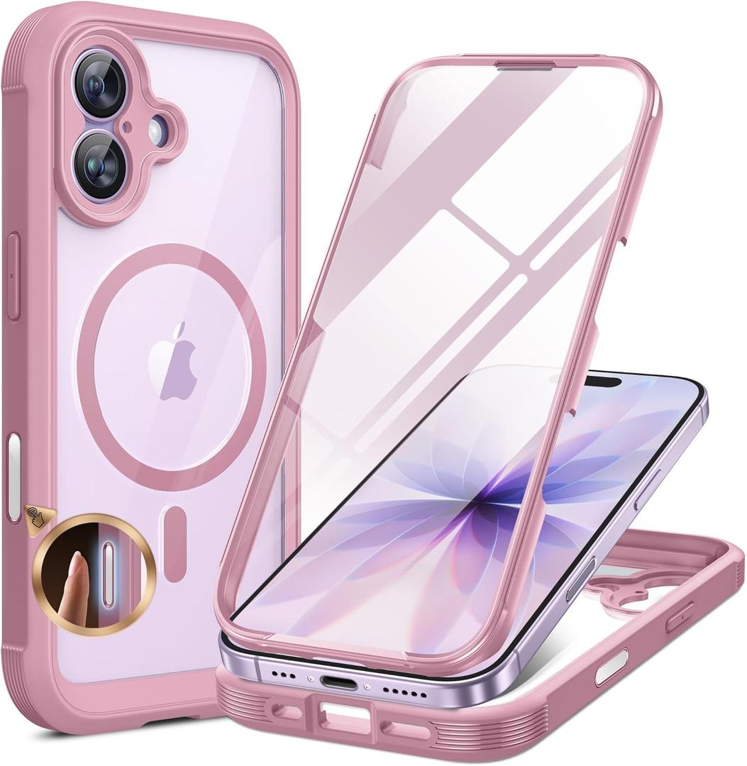 Miracase for iPhone 17 Case 6.3'', Full-Body Military Grade Drop Protection Outdoor Phone case with Built-in Glass Screen &Camera Control,Easy Installation,No Gap,Compatible with MagSafe, Purple