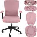 Tallew 4 Pcs Office Chair Covers Set Computer Universal Protective Stretchable Chair Seat Covers Desk Armrest Slipcovers Pads Office Cushion Backrest for Rotating(Pink)
