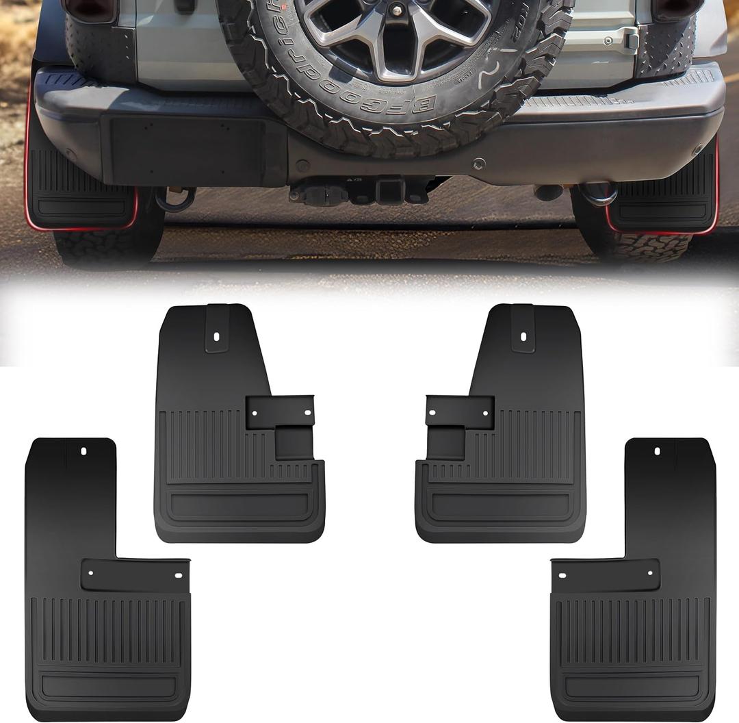 Mud Flaps Splash Guards for Ford Bronco Badlands 2021 2022 2023 External Accessories, Front and Rear Plastic Mudguards Mudflaps, 4pcs