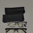 Missfive 2 Pack Mens Quality Progressive Multifocus Reading Glasses Blue Light Blocking, Man Spring Hinge No-Line Multifocal Readers Half Frame Metal Eyeglasses,Workspace For Near Range, 3.0x