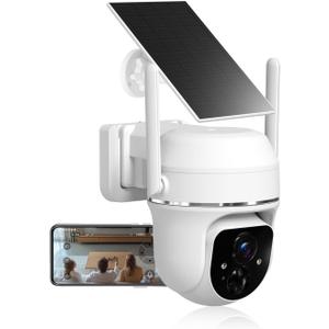 Vicohome 2K Solar Wireless WiFi Security Cameras Outdoor, 355 PTZ, Solar & Battery Powered, PIR Motion Detection, 3MP Full-Color Night Vision, IP65 Waterproof, Cloud/SD Card Storage(Without SD Card)