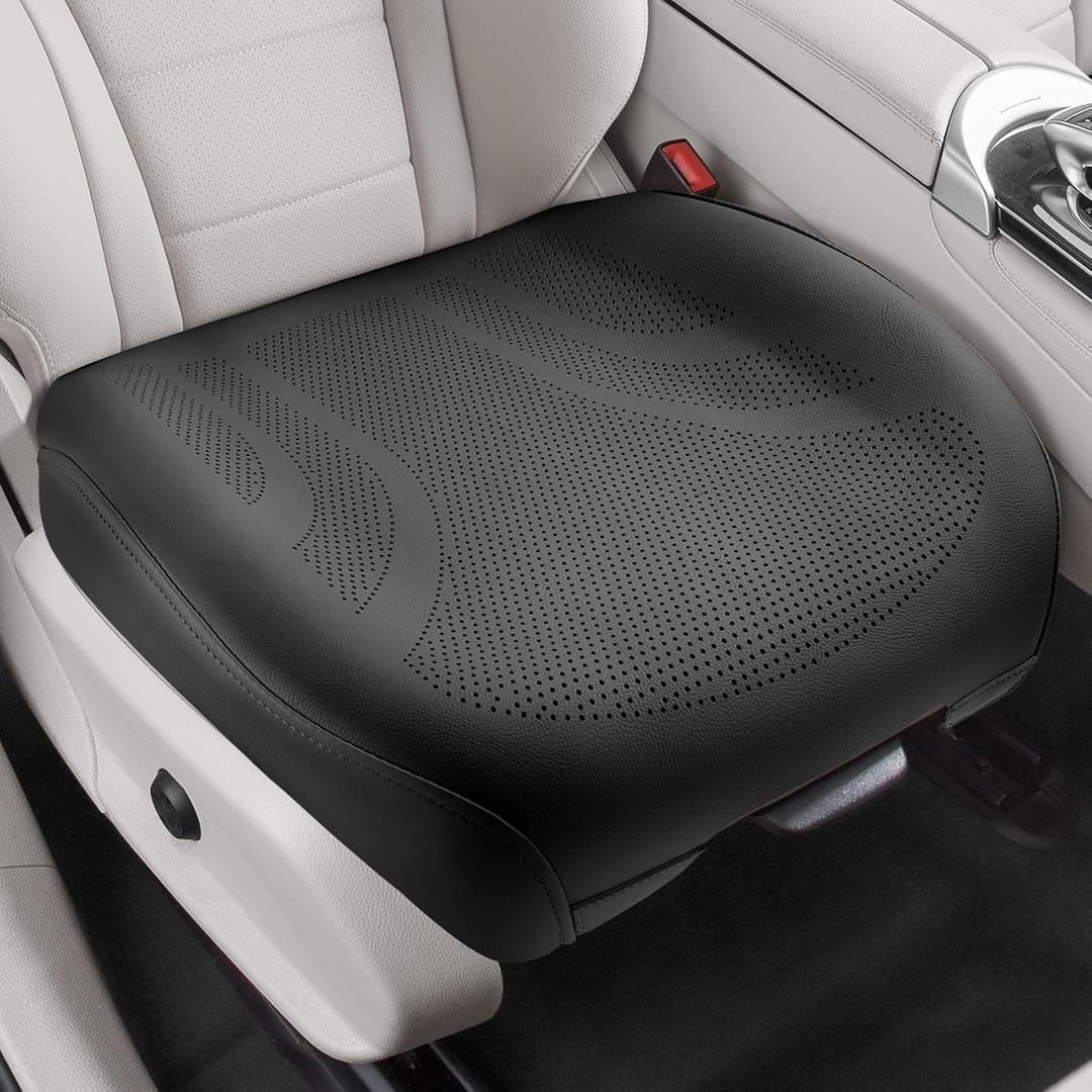CAPITAUTO 1 Piece Front Seat Covers Perforated Faux Leather Bottom Car Seat Covers Front Seats only, Super Breathable Anti-Slip,Universal Full Wrapping Edge Fit for Most Sedans SUV Pick-up (Black)