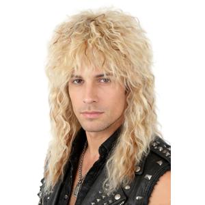 70's 80's Rock Mullet Wig Blonde Curls Halloween Costume Fashion Wigs Fancy Party Accessories Wigs (Golden/10)