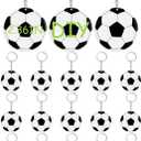 Taiyin 18 Pack Large Size Soccer Acrylic Keychain Bulk with 1 Black Marker for DIY Sublimation Vinyl Sticker DIY Craft for Personalized Soccer Party Favor Gift Fillers Bag Team Gift Birthday Ornament