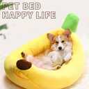 Dog & Cat Bed for Indoor Cats Relaxing Banana Mattress Fluffy Pet Mattress Waterproof Memory Foam Pet Bed with Sides Suitable for Medium-Sized Dogs and Cats Guinea Pig Bed (Medium)