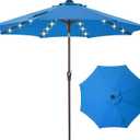 9FT Solar-Powered LED Patio Umbrella with Tilt Crank,Outdoor Market Umbrella with 32 Lights,Sunshade for Deck, Garden and Pool