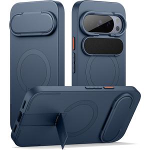 SURITCH for Google Pixel 10 Pro XL Phone Case, Compatible with MagSafe, Protective Cover with Camera Cover & Adjustable Metal Kickstand for Pixel 10 Pro XL 2025 -Dark Blue