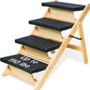 BRIKY 2-in-1 Dog Stairs/Ramp with 4 Steps, Foldable Dog Stairs for High Beds Cars Couch, Durable Wooden Pet Stairs for Small Medium Large Dogs, No Assembly Required