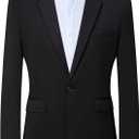 Mylldey Mens Blazers Wrinkle Free Sport Coat Business Casual Men's One Button Slim Fit Travel Blazer Lightweight Suit Jacket (Black, XXXL)