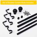 NICETOWN Curtain Rods 2-Pack 72-144 Inch, Adjustable Matte Black Rods with Decorative Finials for Windows, Heavy Duty Window Drapery Poles for Indoor Outdoor Patio Bedroom