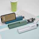 Travel Utensils Set, 4pcs Stainless Steel Reusable Cutlery, Portable Silverware Lunch Box for Camping and Office, Include Fork Spoon Knife with Case (Blue)