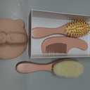 Yoofoss 4 Piece Baby Hair Brush and Comb Set，Wooden Baby Hair Brush with Natural Ultra Soft Goat Hair, Baby Comb Set for Boy, Girl  Pink
