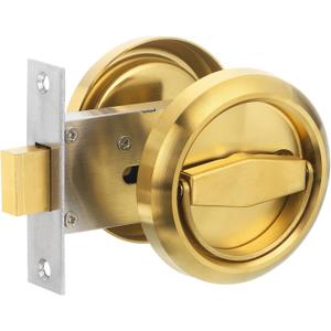 PATIKIL Round Recessed Door Lock, Stainless Steel 304 Hidden Recessed Cup Door Handle Furniture Pulls Latch Knob for Privacy Pocket Door Lockers, Gold
