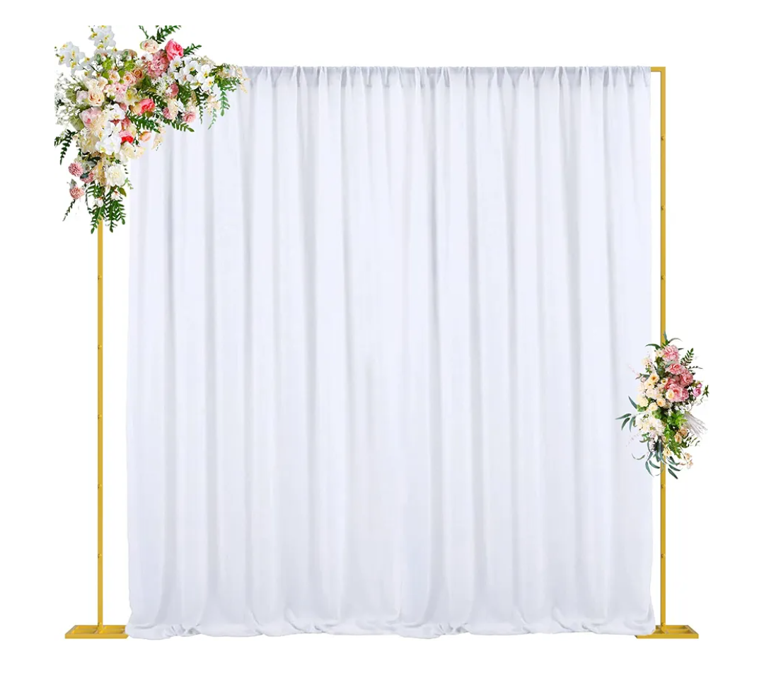 Wokceer 10x10 FT Backdrop Stand Heavy Duty Pipe and Drape Kit, Adjustable Gold Backdrop Stand for Wedding Birthday Party Photography Photo Booth Background Christmas Decoration