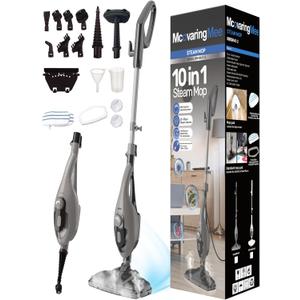 11-in-1 Steam Mop, 1550W Powerful Handheld Steam Cleaner, 260F Multi-Functional Floor Steamer with 21.3FT Cord for Floors, Hardwood, Tiles, Grout, Windows, Kitchen, Bath, Adjustable (Grey)