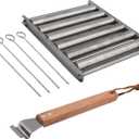 PXRJE 6pcs BBQ Sausage Roller for Grill,Sausage Roller Holder Rack,Stainless Steel Hot Dog Grill Steamer,Barbecue Camping Essentials Accessories for Grill(Silver)