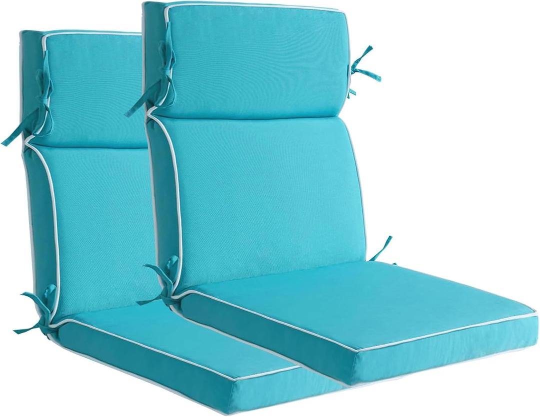 Outdoor Patio Chair Cushions Set of 2, Water Resistant Adirondack Chair Cushions 44 x 21 in, All Weather Seating Cushions for Outdoor Furniture