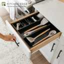 KitchenEdge Adjustable Kitchen Drawer Organizer for Utensils and Junk, Food-Safe Contract Grade with 100% Sustainable Wood, Expandable from 10.5 to 19 Inches Wide - Black Bamboo
