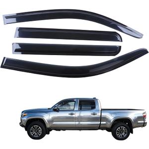 Low Profile Rain Guards Compatible with 2024 2025 2026 Tacoma Double Cab Outside Mount Window Vent Visor Tape-On Window Deflectors Vent Shades 4th Gen Tacoma Accessories ﻿ (cor fumosa)