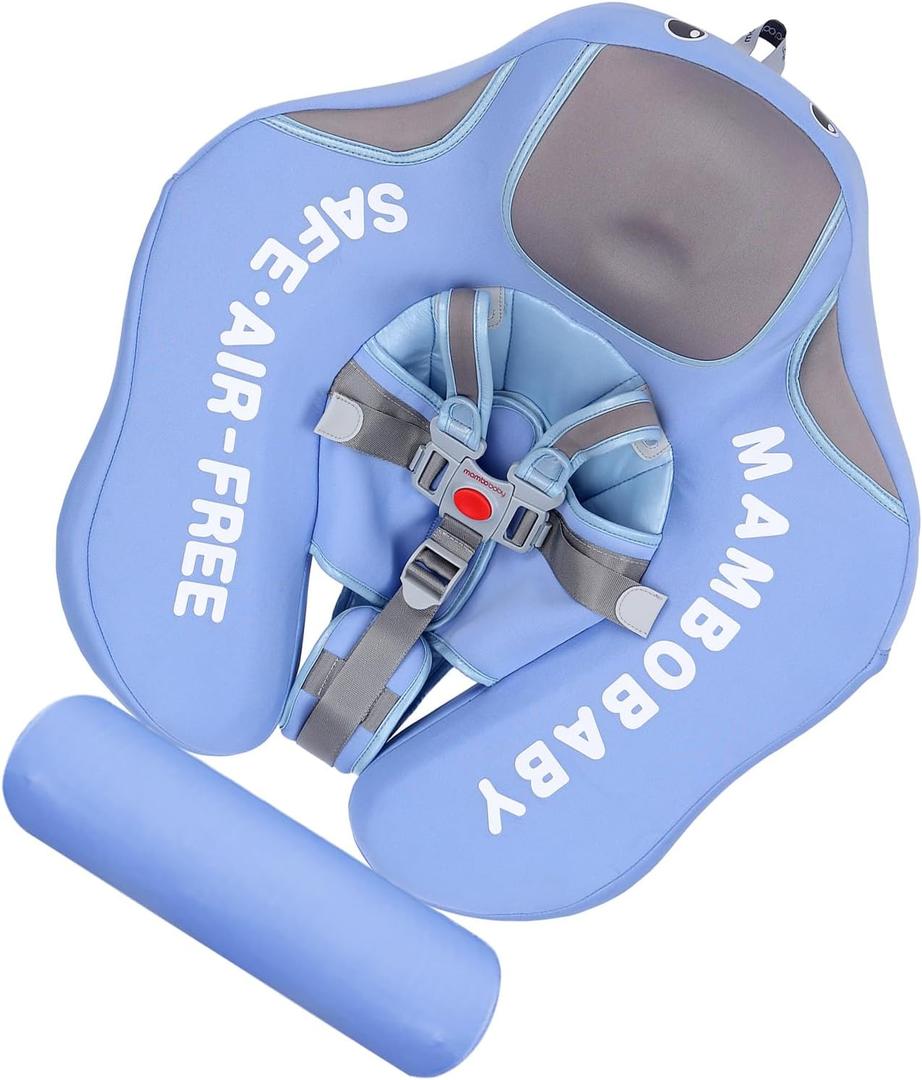 Non-Inflatable Float Infant Lying Swimming Ring Pool Swim Trainer with Tail Float for 3-24 Months (Light Blue)