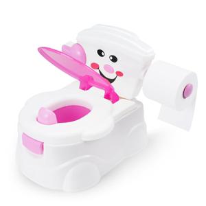 Looxii Toddler Potty Training Toilet All-in-One Potty Chair Toilet for Boys Girls Ages 18+ Months with Lifelike Flushing Sound, Toilet Paper Holder (Pink)
