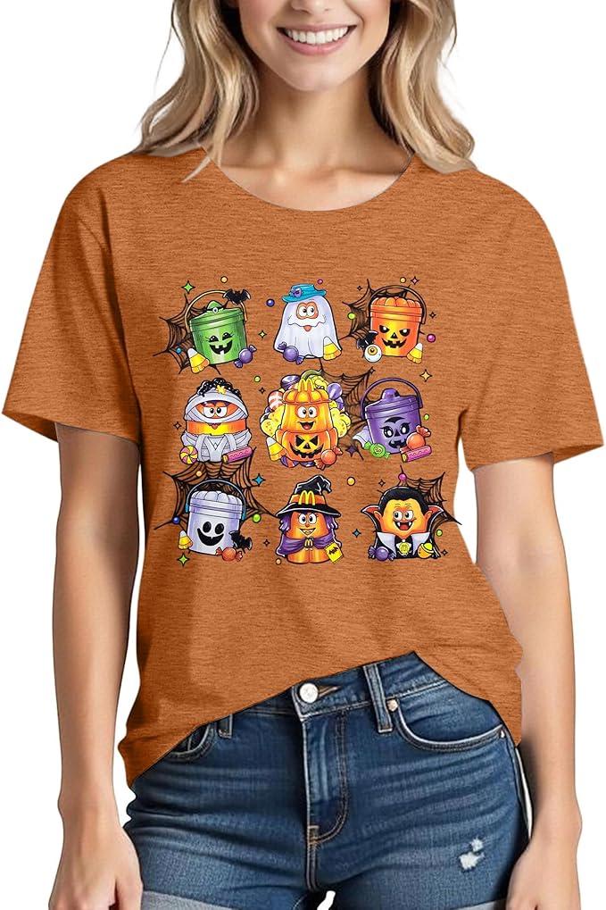 Halloween Chicken Shirt for Women Chicken Nugget Shirts Halloween Spooky Season T-Shirt Funny Nuggets Meal Tee Size 2 XL